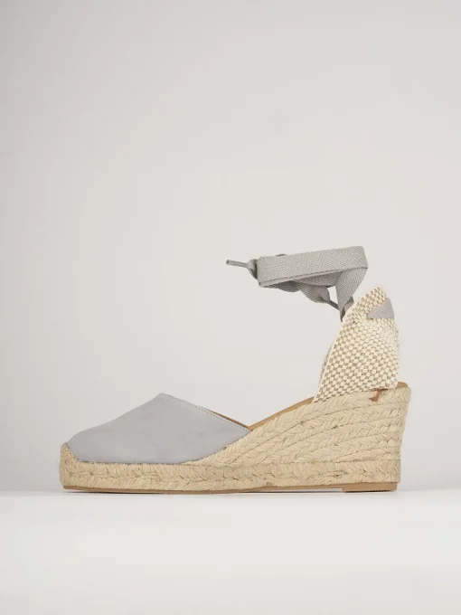 Espadrillas tacco 5cm camoscio azzurro