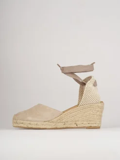 Espadrillas tacco 5cm camoscio beige