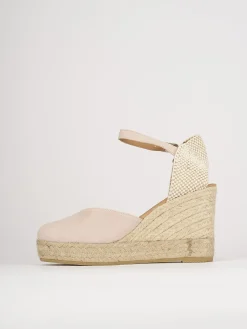 Espadrillas tacco 5cm camoscio rosa