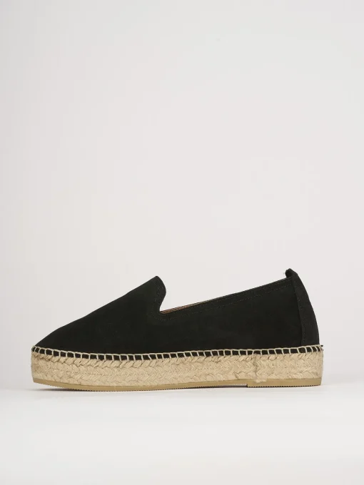 Espadrillas tacco 1cm camoscio nero