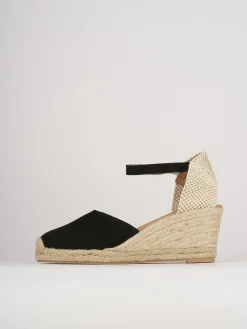 Espadrillas tacco 6cm camoscio nero