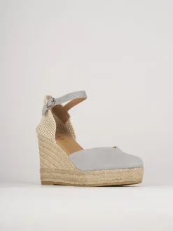 Espadrillas tacco 5cm camoscio azzurro