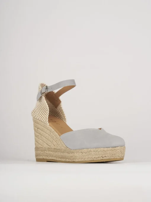 Espadrillas tacco 5cm camoscio azzurro