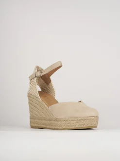 Espadrillas tacco 5cm camoscio beige