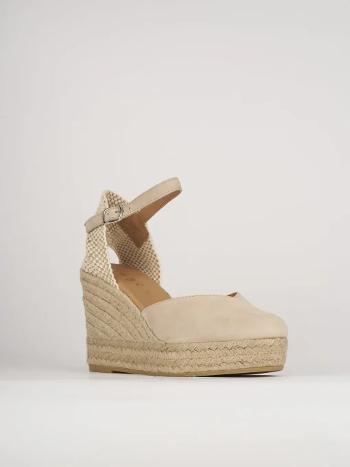 Espadrillas tacco 5cm camoscio beige