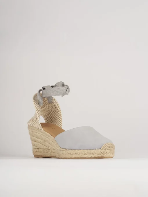 Espadrillas tacco 5cm camoscio azzurro