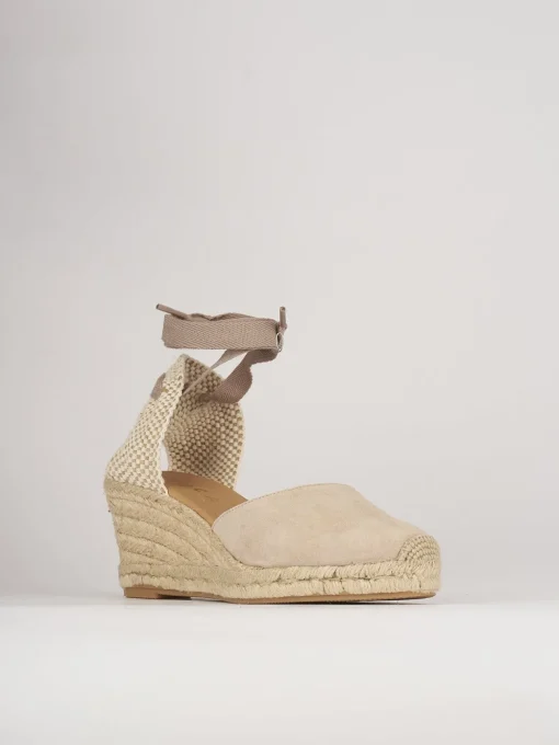 Espadrillas tacco 5cm camoscio beige