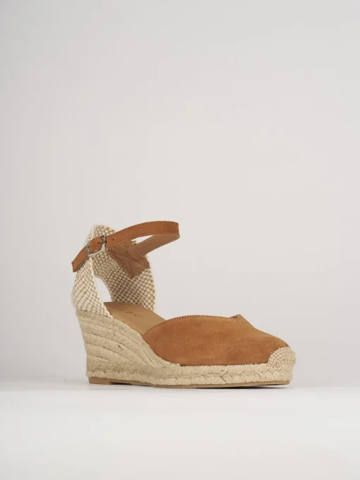 Espadrillas tacco 6cm camoscio marrone