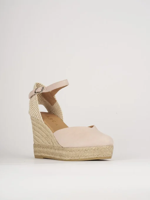 Espadrillas tacco 5cm camoscio rosa