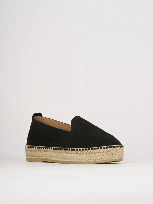 Espadrillas tacco 1cm camoscio nero