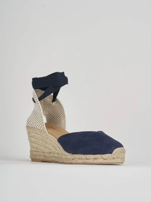 Espadrillas tacco 6cm camoscio blu