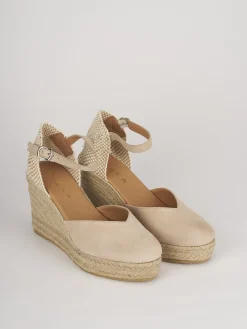 Espadrillas tacco 5cm camoscio beige