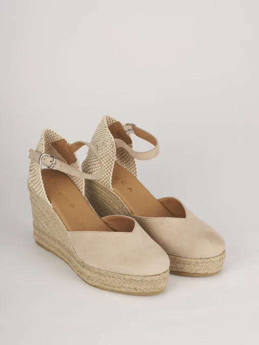 Espadrillas tacco 5cm camoscio beige