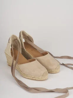 Espadrillas tacco 5cm camoscio beige