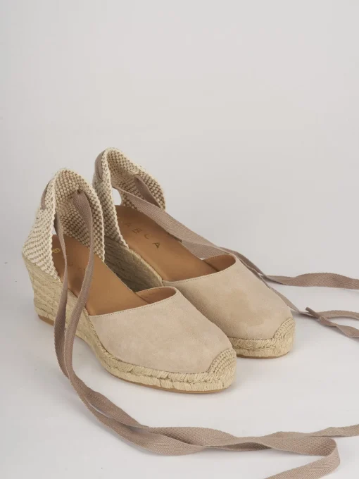 Espadrillas tacco 5cm camoscio beige