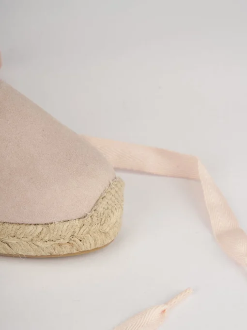 Espadrillas tacco 5cm camoscio rosa