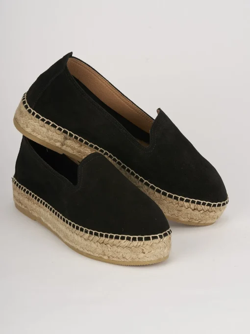 Espadrillas tacco 1cm camoscio nero