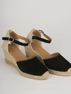 Espadrillas tacco 6cm camoscio nero