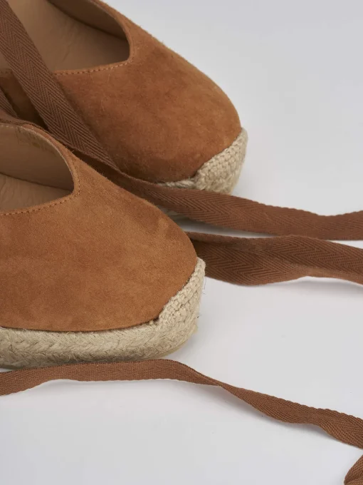 Espadrillas tacco 9cm camoscio marrone