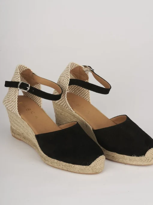 Espadrillas tacco 6cm camoscio nero