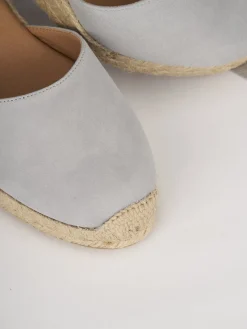 Espadrillas tacco 5cm camoscio azzurro