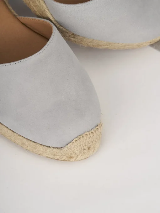 Espadrillas tacco 5cm camoscio azzurro