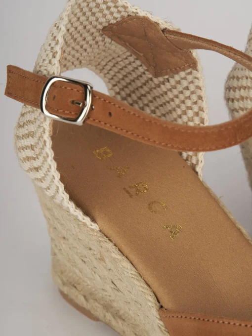 Espadrillas tacco 6cm camoscio marrone