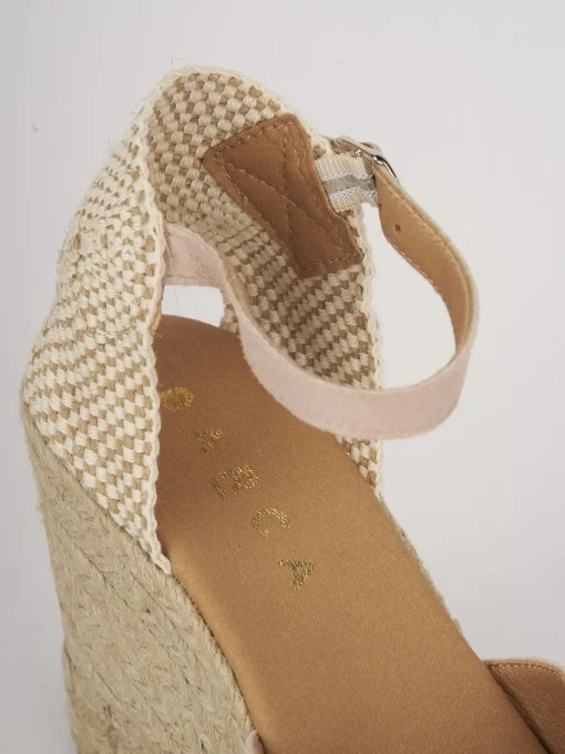 Espadrillas tacco 5cm camoscio rosa