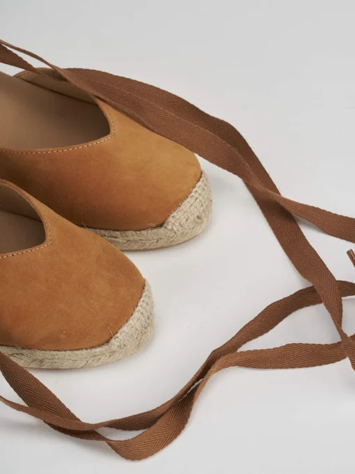 Espadrillas tacco 6cm camoscio marrone