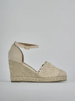 Espadrillas tacco 9cm pelle beige