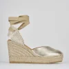 Espadrillas tacco 9cm pelle oro