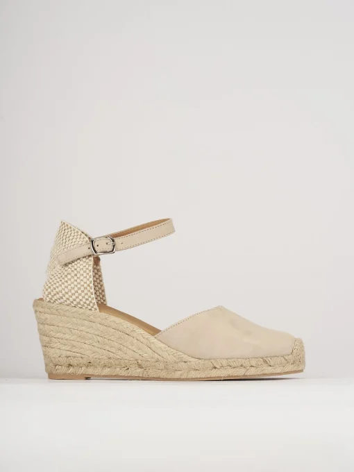 Espadrillas tacco 6cm pelle beige
