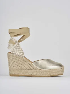 Espadrillas tacco 9cm pelle oro