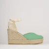 Espadrillas tacco 8cm pelle verde