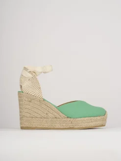 Espadrillas tacco 8cm pelle verde