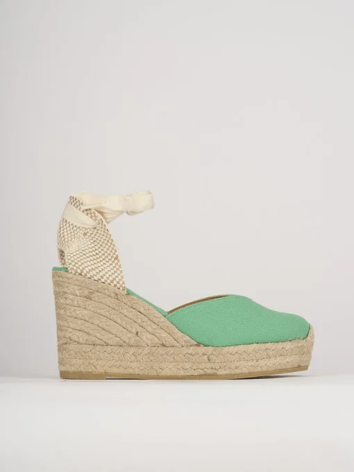 Espadrillas tacco 8cm pelle verde