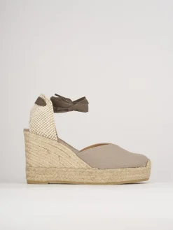 Espadrillas tacco 8cm pelle beige