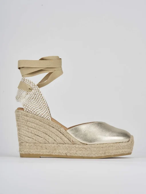 Espadrillas tacco 9cm pelle oro