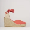 Espadrillas tacco 8cm pelle rosso