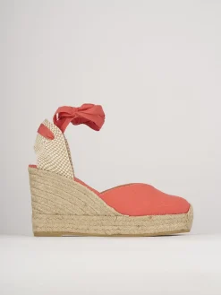 Espadrillas tacco 8cm pelle rosso
