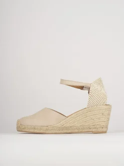 Espadrillas tacco 6cm pelle beige