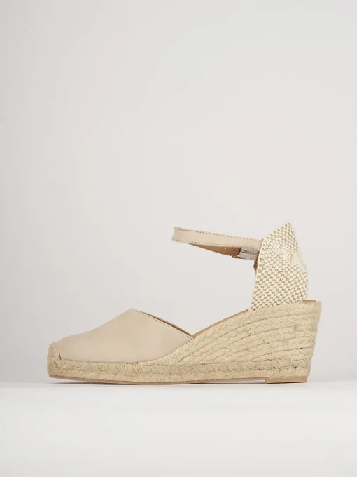 Espadrillas tacco 6cm pelle beige