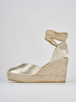 Espadrillas tacco 9cm pelle oro