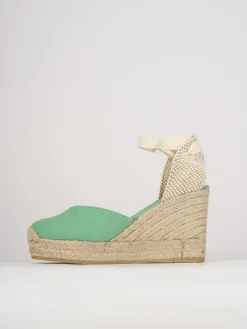 Espadrillas tacco 8cm pelle verde