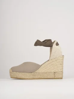Espadrillas tacco 8cm pelle beige