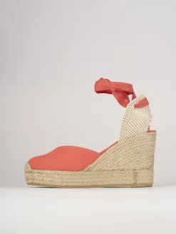Espadrillas tacco 8cm pelle rosso