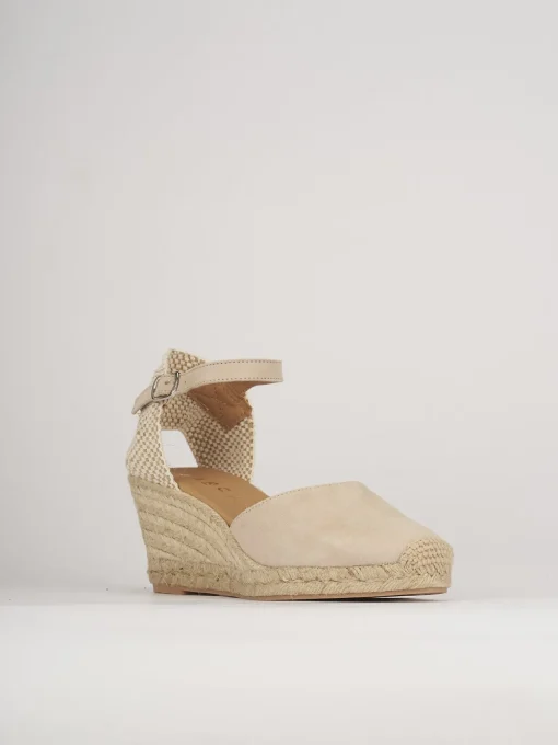 Espadrillas tacco 6cm pelle beige