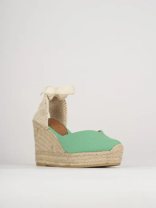 Espadrillas tacco 8cm pelle verde