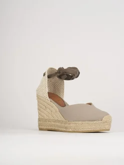 Espadrillas tacco 8cm pelle beige