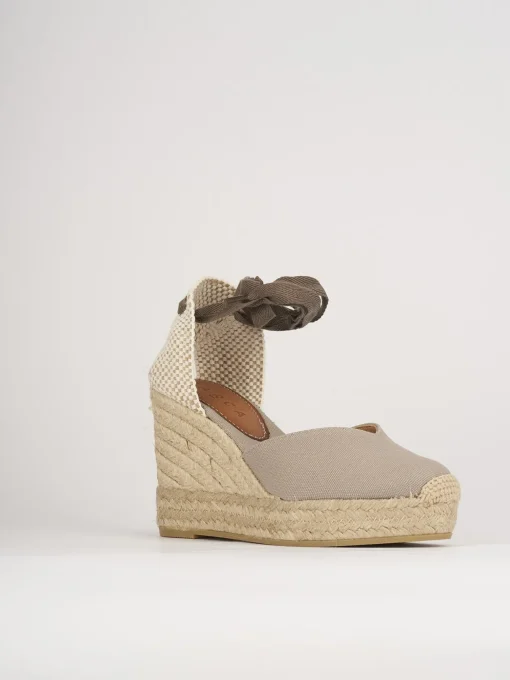 Espadrillas tacco 8cm pelle beige